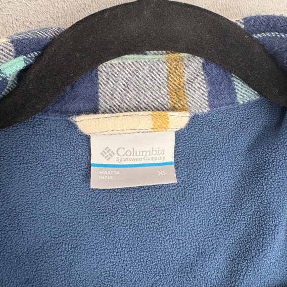 Columbia PFG Flannel Shirt Shacket Jacket Men XL Fleece Lined Plaid Blue Outdoor - Picture 11 of 16